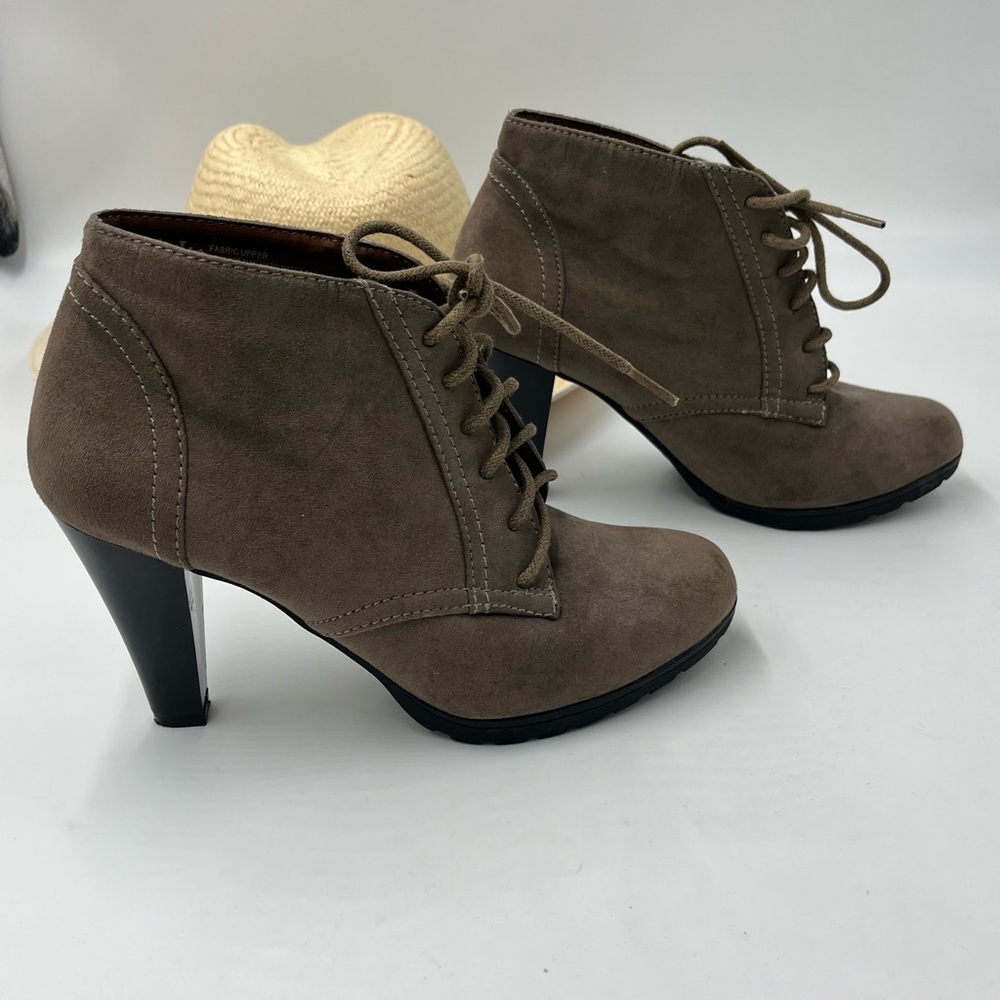 Rialto Taupe Lace-Up Heeled Boots